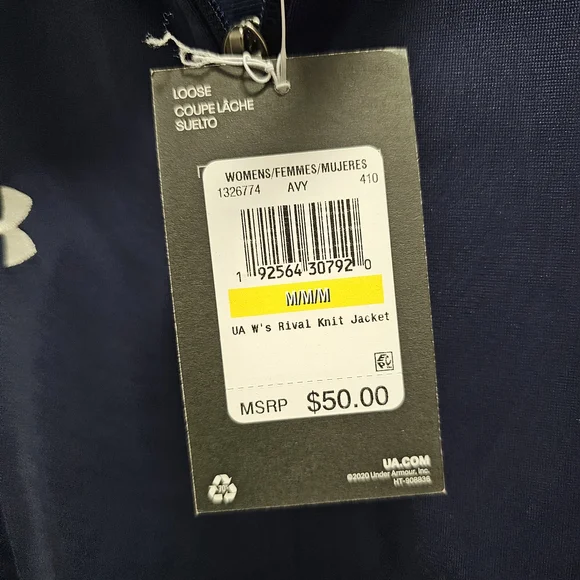 New Under Armour Men's Performance Jacket in Navy and White Size Medium - Picture 3 of 4